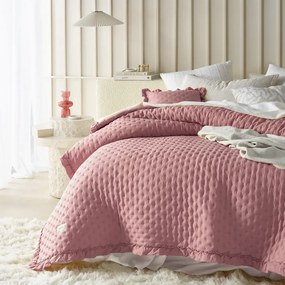 Розова покривка за легло Molly с волан 240 x 260 cm