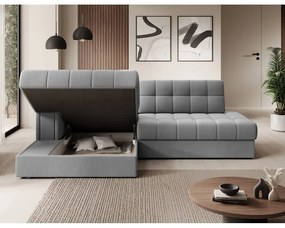 Сив кадифен сгъваем ъглов диван (ляв ъгъл) Blezalt – ELTAP