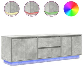 3328429 vidaXL ТВ шкаф с LED осветление, бетонно сив, 160,5x41x50 см