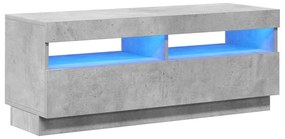 804458 vidaXL ТВ шкаф с LED осветление, бетонно сив, 100x35x40 см