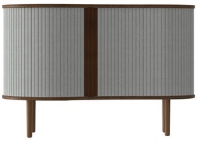 Нисък скрин в сиво-кафяво с дъбов декор и плъзгащи се врати 100x67 cm Audacious - UMAGE