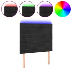 3122608 vidaXL LED горна табла за легло, черна, 100x5x118/128 см, кадифе