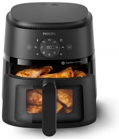 Фритюрник с горещ въздух AirFryer Philips NA220/00, 1500W, 4.2л, 60-200C, 13 програми, Таймер, Rapid Air, Черен