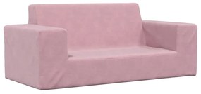 4104783 vidaXL 2-местен детски диван, розов, мек плюш