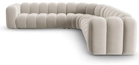 Кремав кадифен модулен ъглов диван Lupine – Micadoni