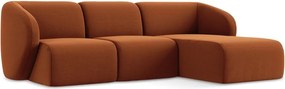 Теракотен кадифен ъглов диван (десен ъгъл) Lani – Makamii
