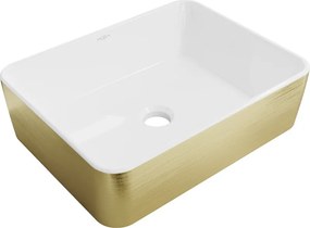 Mexen Catia умивалник над плот 48 x 38 см, бяла/златна модел линии - 21314817