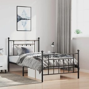 353550 vidaXL Метална рамка за легло с горна и долна табла, черна, 100x200 см