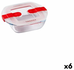 Херметическа Кутия за Обяд Pyrex Cook &amp; Heat 15 x 12 x 4 cm 350 ml Прозрачен Cтъкло (6 броя)