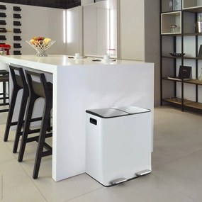 Стоманено кошче за боклук 2x20 l за рециклиране с педал в матово бял цвят Aliya – Spirella