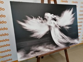 Картина на платно – Образ на ангел в облаците в черно-бял стил