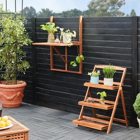 Сгъваема балконска маса от акациева дървесина - 65 x 45 x 87 cm