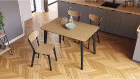 РОКСИ Естествен дъб/черна рамка - ДЪРВЕНА ПРАВОЪГЪЛНА МАСА 120x80 см РЕТРО ЗА КУХНЯ/ ТРАПЕЗАПИЯ