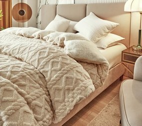 Изключително меко плетено плюшено одеяло 180 x 220 cm Бежово