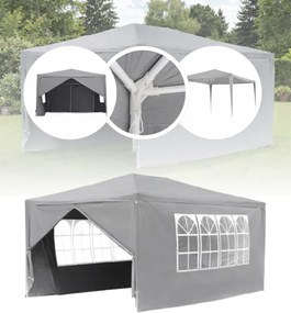 Градинска беседка, парти шатра 3 x 4 м със стени и прозорци Сив