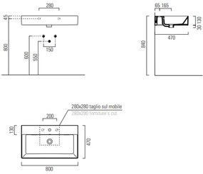 мивка Gsi Kube X-80 x 47 x 13