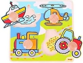 Bigjigs - Моят първи дървен пъзел с дръжки - Превозни средства