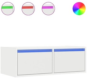 860229 vidaXL ТВ шкаф с LED осветление, бял, 75x35,5x25 см