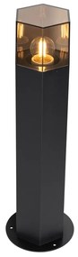 Подова лампа за външна употреба черна с димен абажур шестоъгълник 50 см - Denmark