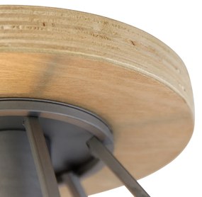 Интелигентна таванна лампа тъмно сива с дърво с WiFi E27 - Arthur