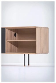 Черна/естествена маса за телевизор от масивен дъб 180x64 cm Fina – Gazzda