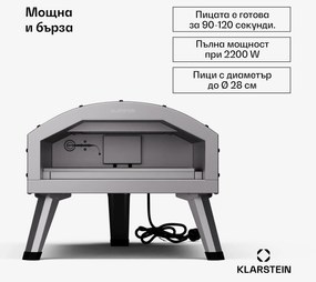 Klarstein LaFiamma, пещ за пица, двойни нагревателни елементи, 2200 W, 550 °C, за вътрешно и външно ползване