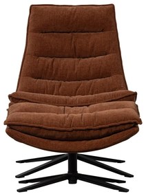 Кафяв въртящ се шенилов фотьойл с табуретка Kube – WOOOD