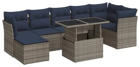 3326202 vidaXL Градински диван с възглавници, 7 части, сив полиратан акация
