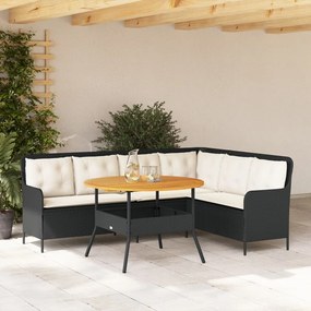 3262091 vidaXL Градински комплект с възглавници, 2 части, черен полиратан