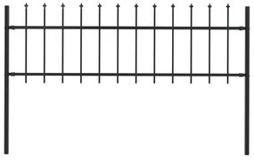 Sonata Градинска ограда с пики, стомана, 1,7 x 0,6 м, черна