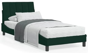 3208577 vidaXL Легло с матрак Hanko, тъмнозелено, 90x200 см, кадифе