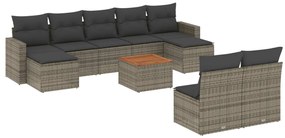 3224324 vidaXL Градински комплект диван с възглавници 10 части сив полиратан