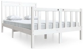 3100695 vidaXL рамка за легло бяло 135x190 см Double масивно дърво