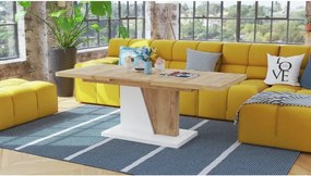 НОИР Дъб Крафт злато/Бял мат - МОДЕРНА РАЗТЕГАТЕЛНА ХОЛНА МАСА