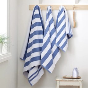 Синя и бяла памучна кърпа за баня 70x120 cm - Bianca