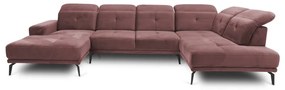 Розов кадифен ъглов диван (десен ъгъл/U форма) Bretan – ELTAP