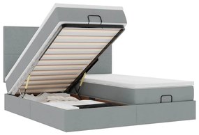 3314527 vidaXL Османска легло с матрак и LED, светлосиво, 200x200 см, плат
