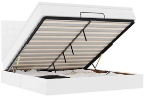 3313861 vidaXL Османска легло с матрак&LED, бяло, 160x200 см, изкуствена кожа