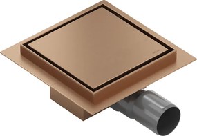 Mexen Flat-Q M13 квадратен подов сифон 12 x 12 см, четкана мед - 1C10012
