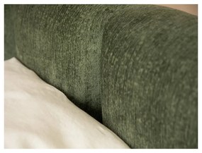 Зелено тапицирано двойно легло с място за съхранение с включена подматрачна рамка 160x200 cm Lupine – Micadoni Home