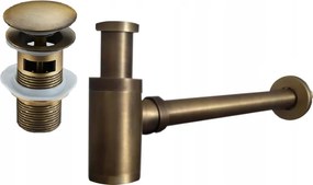 Mexen кръгъл умивалник полу-сифон с клик-клак, с преливник, античен бронз