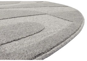 Сив вълнен кръгъл килим ø 200 cm Morphic Botanica – Agnella