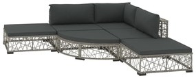 46807 vidaXL Градински лаундж комплект с възглавници 6 части полиратан сив