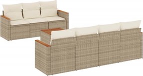 3225806 vidaXL Градински диван с възглавници, 8 части, бежов полиратан