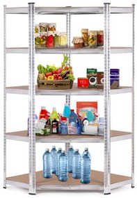Стабилен ъглов метален стелаж за съхранение с 5 рафта 180x90x40 см