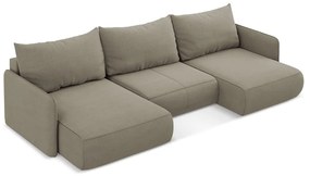 Бежов разтегателен ъглов диван с място за съхранение Nanea – Makamii