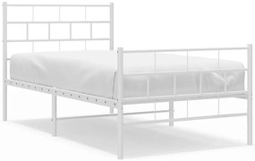 355720 vidaXL Метална рамка за легло с горна и долна табла, бяла, 100x190 см
