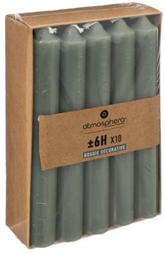 Комплект свещи без аромат atmosphera Hugo, 16 cm, 10 бр - Зелен