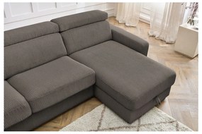 Сивo-кафяв разтегателен ъглов диван от рипсено кадифе (променлив) Monaco – Bobochic Paris