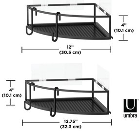 Черни ъглови самоносещи стоманени рафтове за баня 2 бр. Cubiko - Umbra